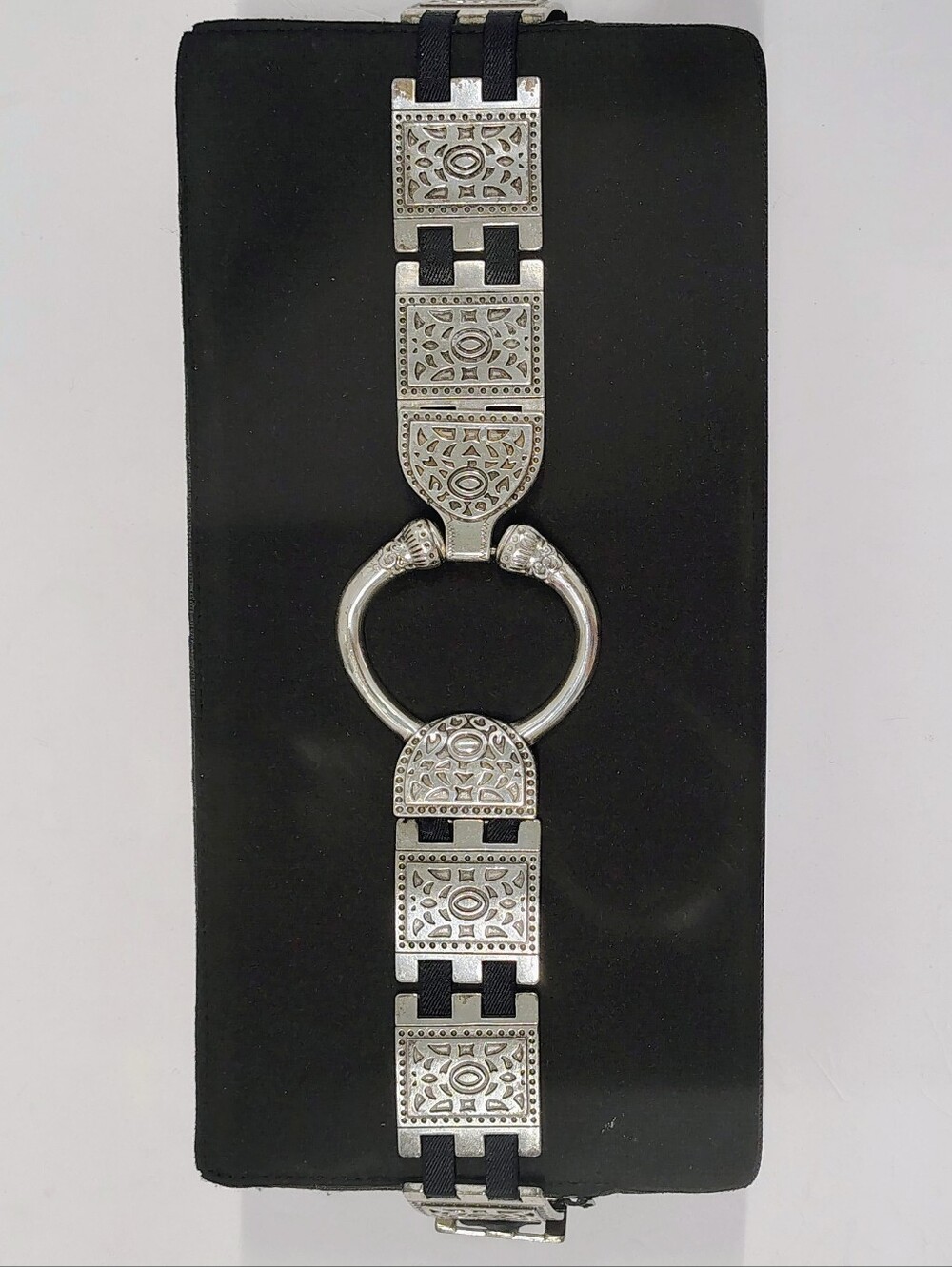 Vintage Antiqued Silver-tone Thick Concho Engraved Medallions Adjustable Belt
